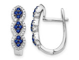 1/3 Carat (ctw) Natural Blue Sapphire Hoop Earrings in 14K White Gold with Diamonds 1/4 Carat (ctw)